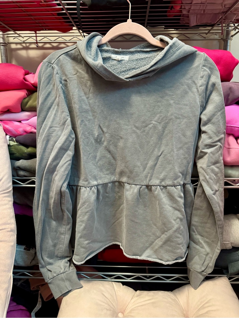 Light Gray Peplum Hoodie Large